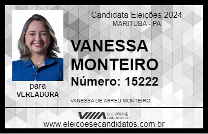 Candidato VANESSA MONTEIRO 2024 - MARITUBA - Eleições