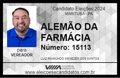 Candidato ALEMÃO DA FARMÁCIA 2024 - MARITUBA - Eleições