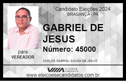 Candidato GABRIEL DE JESUS 2024 - BRAGANÇA - Eleições