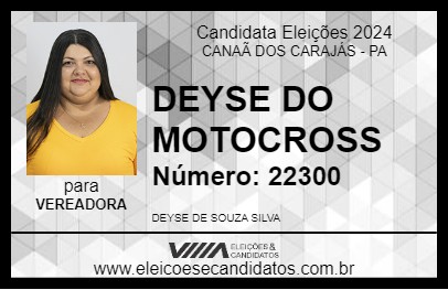 Candidato DEYSE DO MOTOCROSS 2024 - CANAÃ DOS CARAJÁS - Eleições