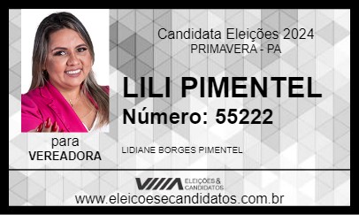 Candidato LILI PIMENTEL 2024 - PRIMAVERA - Eleições