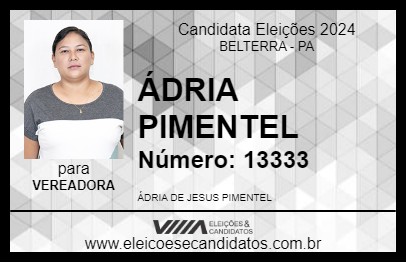 Candidato ÁDRIA PIMENTEL 2024 - BELTERRA - Eleições