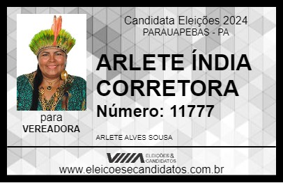 Candidato ARLETE ÍNDIA CORRETORA 2024 - PARAUAPEBAS - Eleições