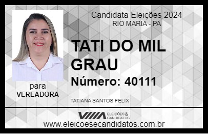 Candidato TATI DO MIL GRAU 2024 - RIO MARIA - Eleições