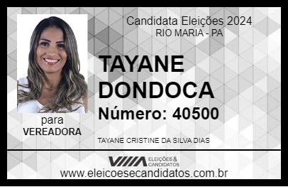 Candidato TAYANE DONDOCA 2024 - RIO MARIA - Eleições