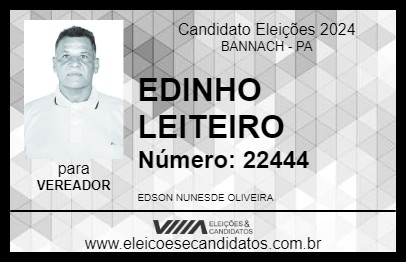 Candidato EDINHO LEITEIRO 2024 - BANNACH - Eleições