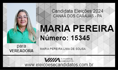 Candidato MARIA PEREIRA 2024 - CANAÃ DOS CARAJÁS - Eleições