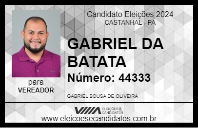 Candidato GABRIEL DA BATATA 2024 - CASTANHAL - Eleições