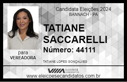 Candidato TATIANE SACCARELLI 2024 - BANNACH - Eleições