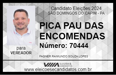 Candidato PICA PAU DAS ENCOMENDAS 2024 - SÃO DOMINGOS DO CAPIM - Eleições