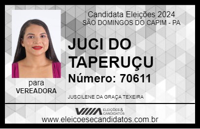 Candidato JUCI DO TAPERUÇU 2024 - SÃO DOMINGOS DO CAPIM - Eleições