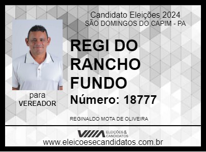 Candidato REGI DO RANCHO FUNDO 2024 - SÃO DOMINGOS DO CAPIM - Eleições