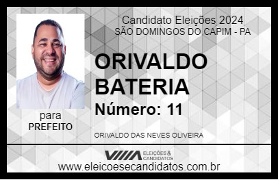 Candidato ORIVALDO BATERIA 2024 - SÃO DOMINGOS DO CAPIM - Eleições