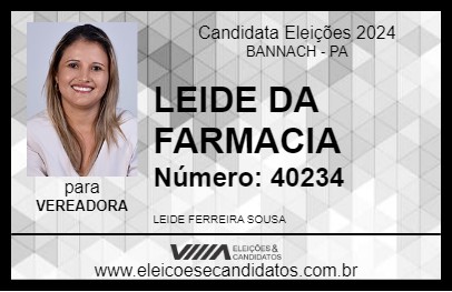 Candidato LEIDE DA FARMACIA 2024 - BANNACH - Eleições