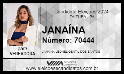 Candidato JANAÍNA GENTIL 2024 - ITAITUBA - Eleições