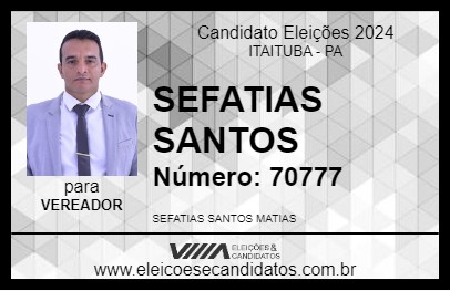 Candidato SEFATIAS SANTOS 2024 - ITAITUBA - Eleições