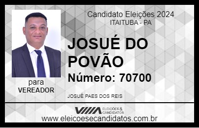 Candidato JOSUÉ DO POVÃO 2024 - ITAITUBA - Eleições