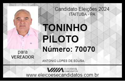 Candidato TONINHO PILOTO 2024 - ITAITUBA - Eleições