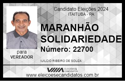 Candidato MARANHÃO SOLIDARIEDADE 2024 - ITAITUBA - Eleições