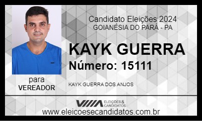 Candidato KAYK GUERRA 2024 - GOIANÉSIA DO PARÁ - Eleições