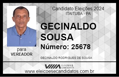 Candidato GECINALDO SOUSA 2024 - ITAITUBA - Eleições