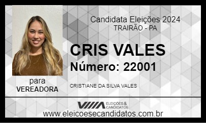 Candidato CRIS VALES 2024 - TRAIRÃO - Eleições