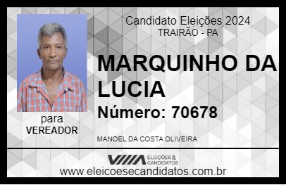 Candidato MARQUINHO DA LUCIA 2024 - TRAIRÃO - Eleições