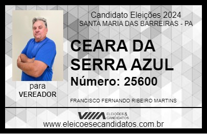 Candidato CEARA DA SERRA AZUL 2024 - SANTA MARIA DAS BARREIRAS - Eleições