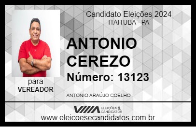 Candidato ANTONIO CEREZO 2024 - ITAITUBA - Eleições