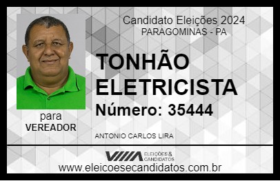 Candidato TONHÃO ELETRICISTA 2024 - PARAGOMINAS - Eleições