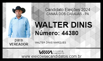 Candidato WALTER DINIZ 2024 - CANAÃ DOS CARAJÁS - Eleições