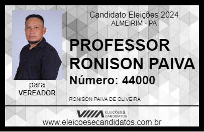 Candidato PROFESSOR RONISON PAIVA 2024 - ALMEIRIM - Eleições