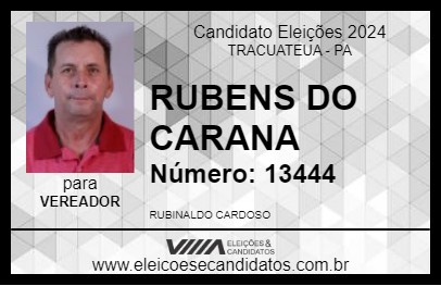 Candidato RUBENS DO  CARANA 2024 - TRACUATEUA - Eleições