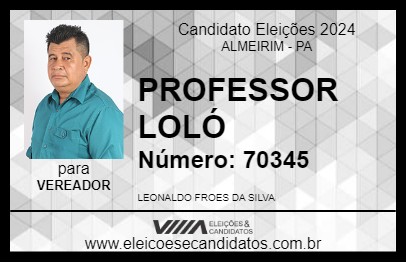 Candidato PROFESSOR LOLÓ 2024 - ALMEIRIM - Eleições