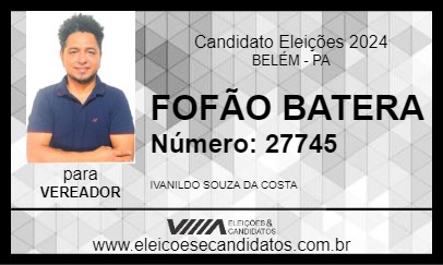 Candidato FOFÃO BATERA 2024 - BELÉM - Eleições