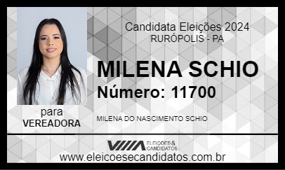 Candidato MILENA SCHIO 2024 - RURÓPOLIS - Eleições