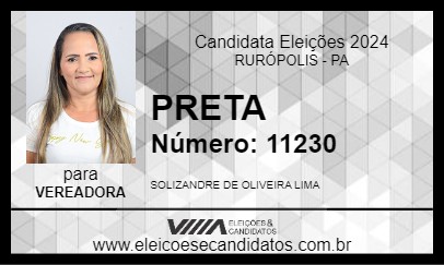 Candidato PRETA 2024 - RURÓPOLIS - Eleições