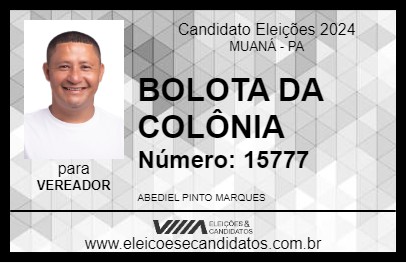 Candidato BOLOTA DA COLÔNIA 2024 - MUANÁ - Eleições