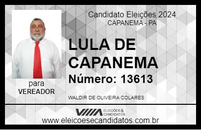 Candidato LULA DE CAPANEMA 2024 - CAPANEMA - Eleições