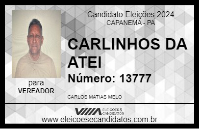 Candidato CARLINHOS DA ATEI 2024 - CAPANEMA - Eleições