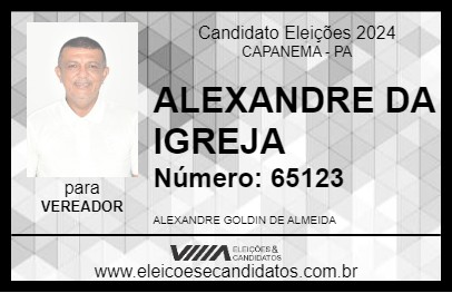 Candidato ALEXANDRE DA IGREJA 2024 - CAPANEMA - Eleições