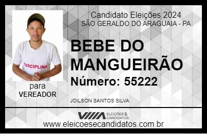 Candidato BEBE DO MANGUEIRÃO 2024 - SÃO GERALDO DO ARAGUAIA - Eleições