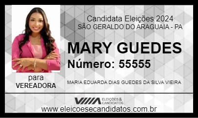 Candidato MARY GUEDES 2024 - SÃO GERALDO DO ARAGUAIA - Eleições