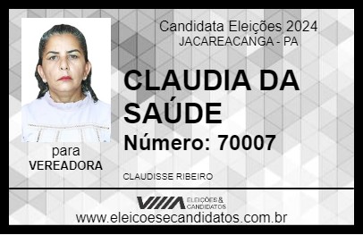 Candidato CLÁUDIA DA SAÚDE 2024 - JACAREACANGA - Eleições