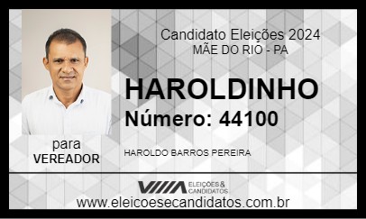 Candidato HAROLDINHO 2024 - MÃE DO RIO - Eleições