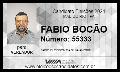 Candidato FABIO BOCÃO 2024 - MÃE DO RIO - Eleições