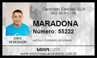 Candidato MARADONA 2024 - MÃE DO RIO - Eleições