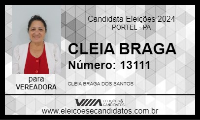 Candidato CLEIA BRAGA 2024 - PORTEL - Eleições