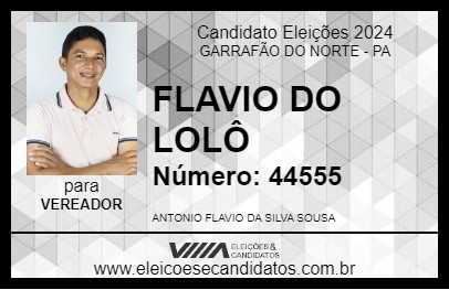 Candidato FLAVIO DO LOLÔ 2024 - GARRAFÃO DO NORTE - Eleições