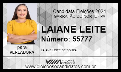 Candidato LAIANE LEITE 2024 - GARRAFÃO DO NORTE - Eleições